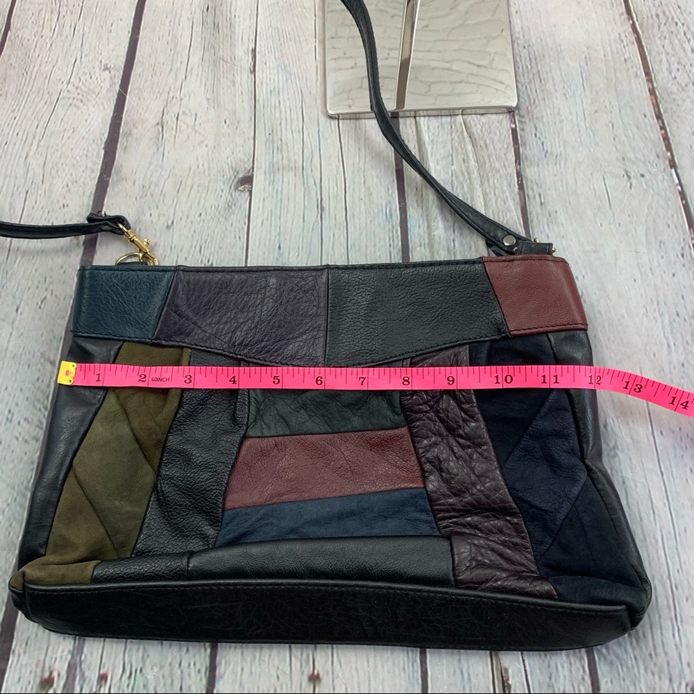 Vintage Leather Patchwork Design Crossbody Purse - image 7